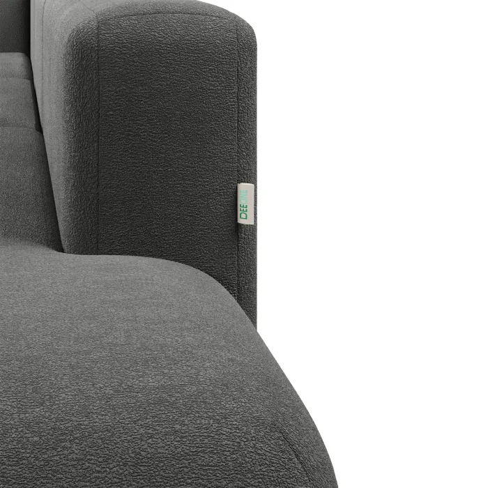 НОВЫЕ ЭМОЦИИ Диван прямой, серый, банкетка справа