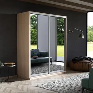 Экспенс Шкаф-купе двухдверный с зеркалом, 120х240х60, Светло-бежевый