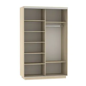 Экспенс Шкаф-купе двухдверный с зеркалом, 140х220х60, Светло-бежевый