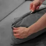 НОВЫЕ ЭМОЦИИ Диван прямой, серый, банкетка слева