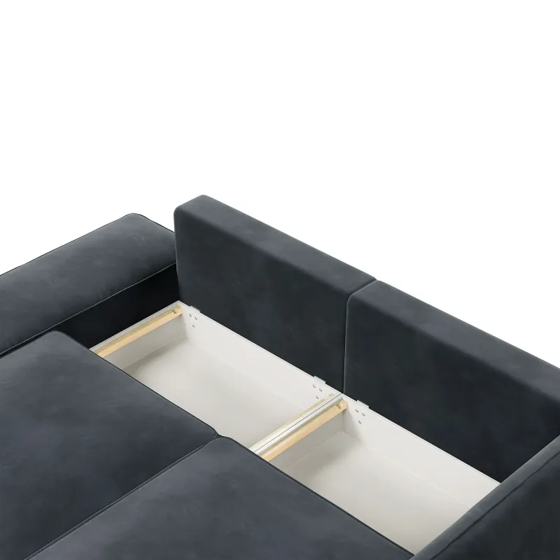 ПОРТЛЕНД Диван прямой с банкеткой серый