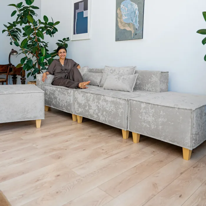 РАЙСКИЙ УГОЛОК Диван угловой серый, с Crash-эффектом