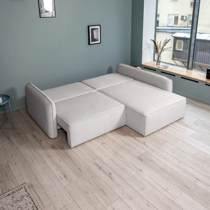 ПОРТЛЕНД Диван угловой светло-серый, букле