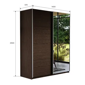 Прайм Шкаф-купе двухдверный с зеркалом, 140х230, Коричневый