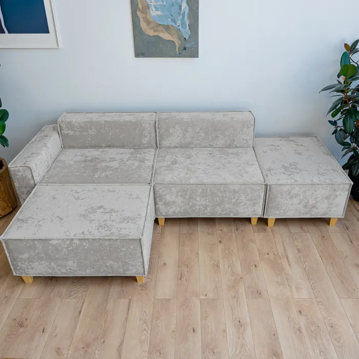 РАЙСКИЙ УГОЛОК Диван угловой серый, с Crash-эффектом