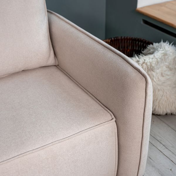 ПОРТЛЕНД Диван угловой с банкеткой светло-бежевый, букле