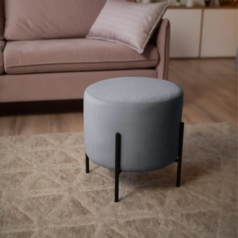 Маленькая радость Пуф круглый на ножках, светло-серый