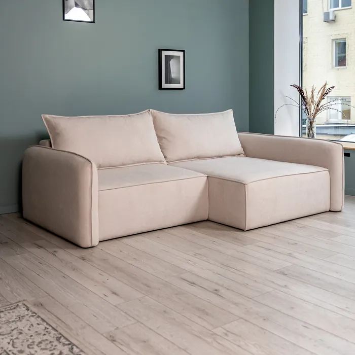 ПОРТЛЕНД Диван угловой светло-бежевый, букле