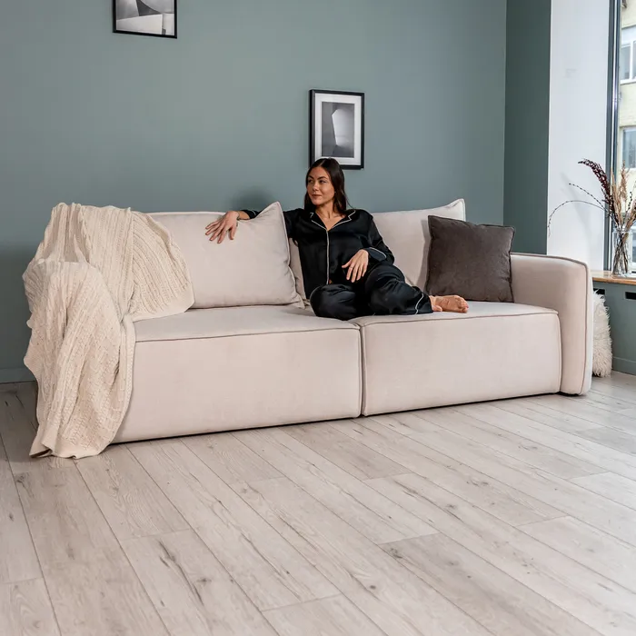 ПОРТЛЕНД Диван прямой светло-бежевый, букле