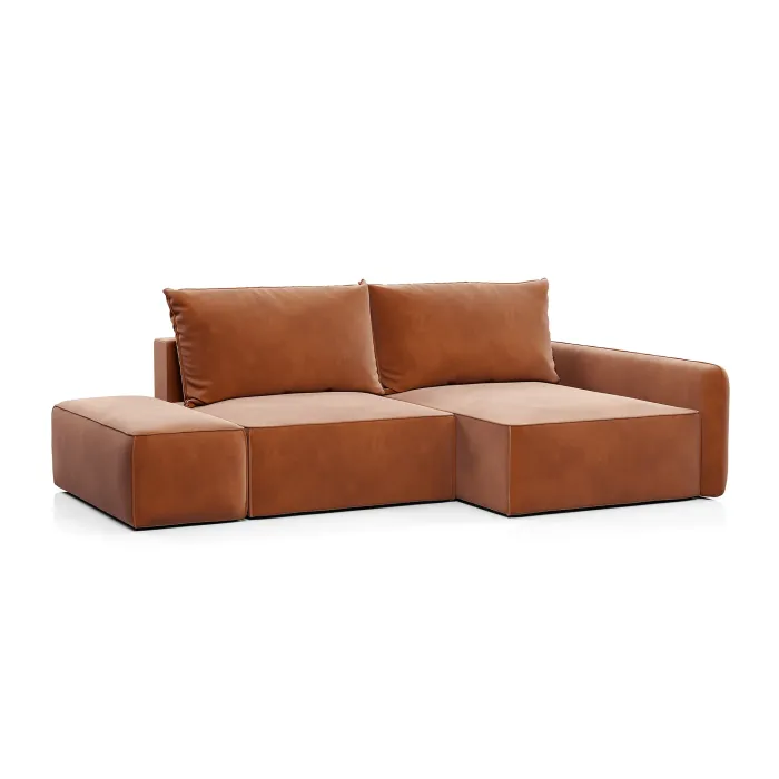 ПОРТЛЕНД Диван угловой с банкеткой терракотовый