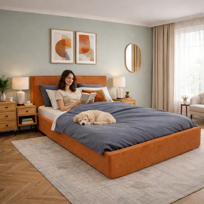 ЭНЕРГИЯ УТРА Двухспальная кровать, терракотовая