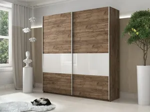 Прайм Шкаф-купе двухдверный, 220х230, Золотистый с белым стеклом