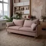 СКАНДИ Диван тканевый прямой розовый