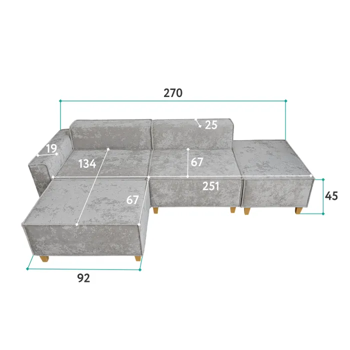РАЙСКИЙ УГОЛОК Диван угловой серый, с Crash-эффектом