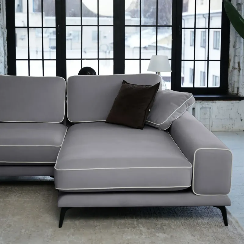 Солнечное побережье Диван угловой, галечный серый