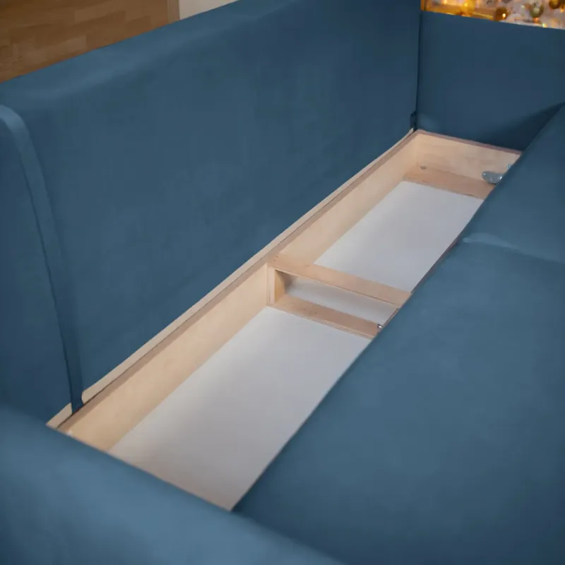 СКАНДИ Диван тканевый прямой синий