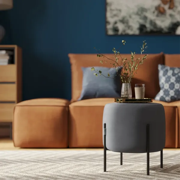 Маленькая радость Пуф круглый на ножках, светло-серый