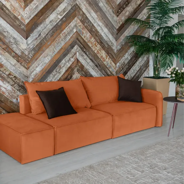 ПОРТЛЕНД Диван прямой с банкеткой терракотовый