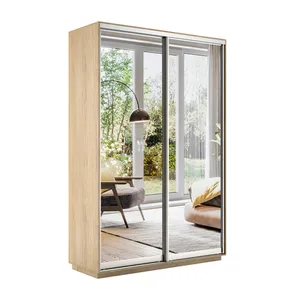 Экспенс Шкаф-купе двухдверный с зеркалом, 160х220х45, Бежевый