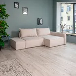 ПОРТЛЕНД Диван угловой с банкеткой светло-бежевый, букле