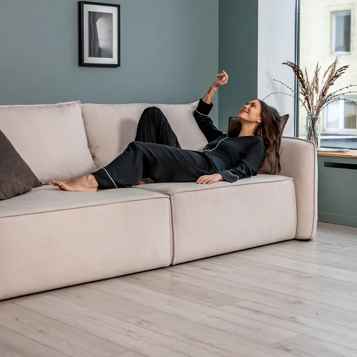 ПОРТЛЕНД Диван прямой светло-бежевый, букле