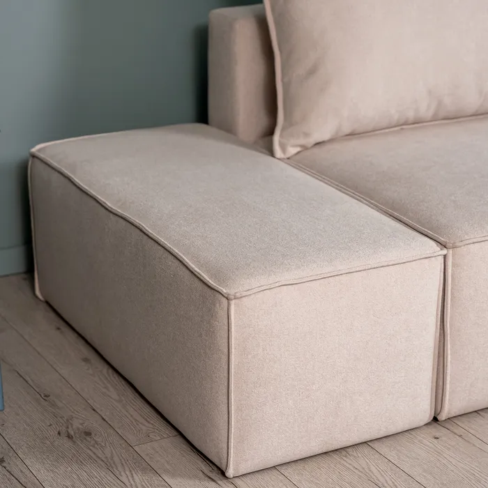 ПОРТЛЕНД Диван прямой с банкеткой светло-бежевый, букле