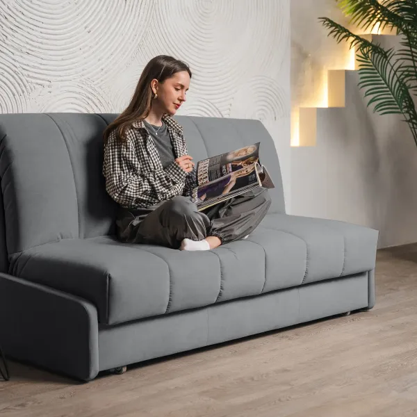 ГАРМОНИЯ СНА Кровать-диван прямой светло-серый, 160, ППУ