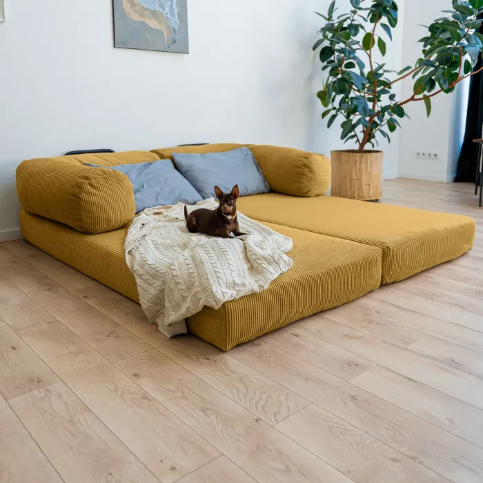 ПОЛЕЗНАЯ ПРИВЫЧКА Диван прямой, горчичный