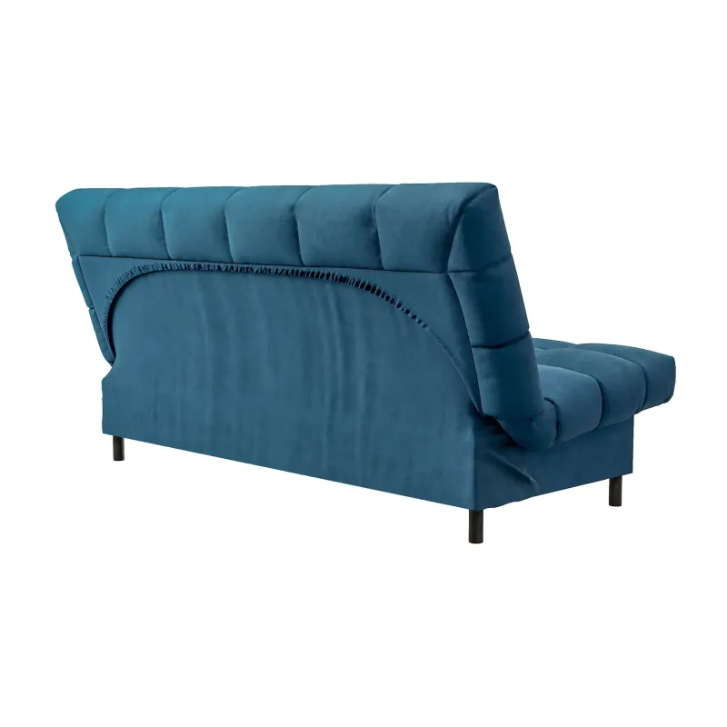 ЮТА Диван прямой синий ППУ, с черными ножками