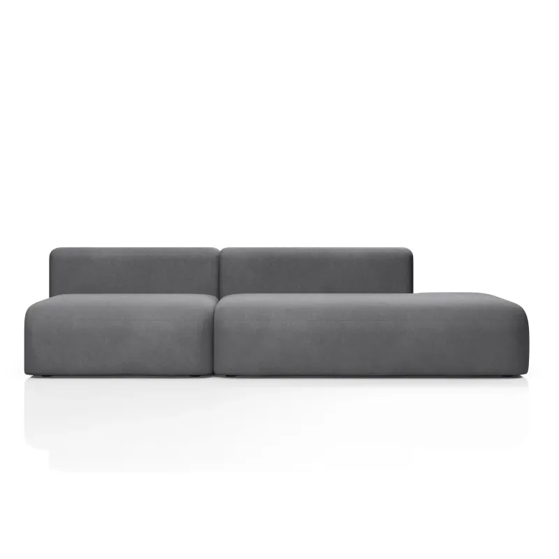 НОВЫЕ ЭМОЦИИ Диван прямой, серый, банкетка справа