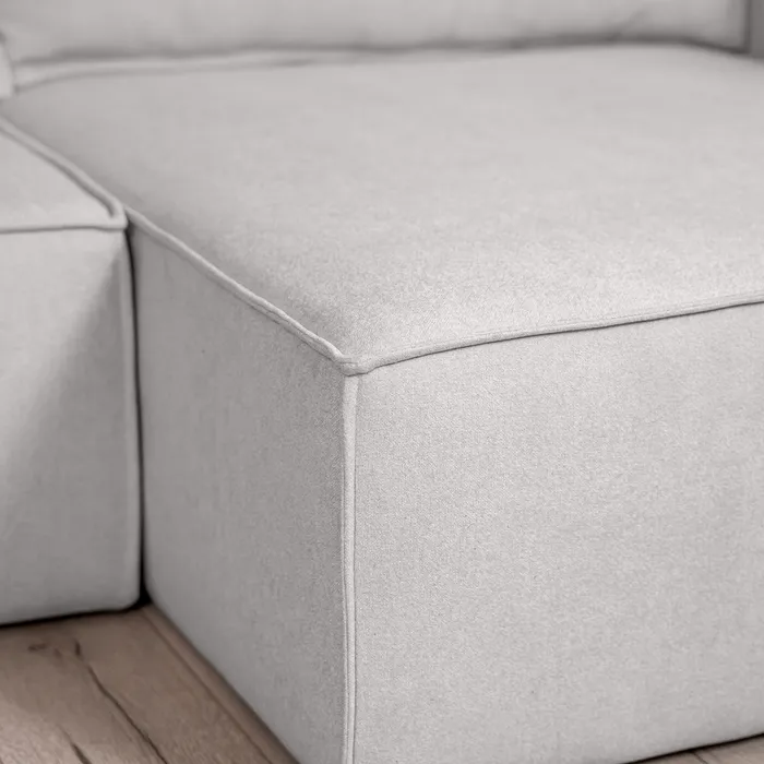 ПОРТЛЕНД Диван угловой с банкеткой светло-серый, букле