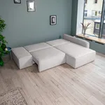 ПОРТЛЕНД Диван угловой с банкеткой светло-серый, букле