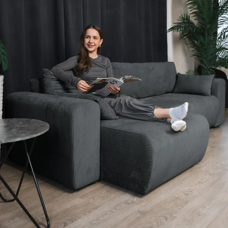 ДОЛГОЖДАННЫЙ ОТПУСК Диван угловой, графитовый ДОЛГОЖДАННЫЙ ОТПУСК Диван угловой, графитовый