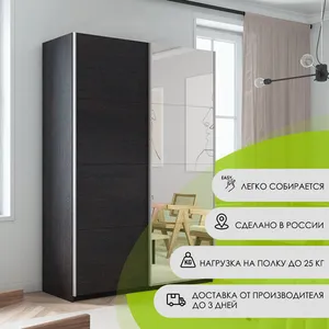 Прайм Шкаф-купе двухдверный с зеркалом, 140х230, Коричневый