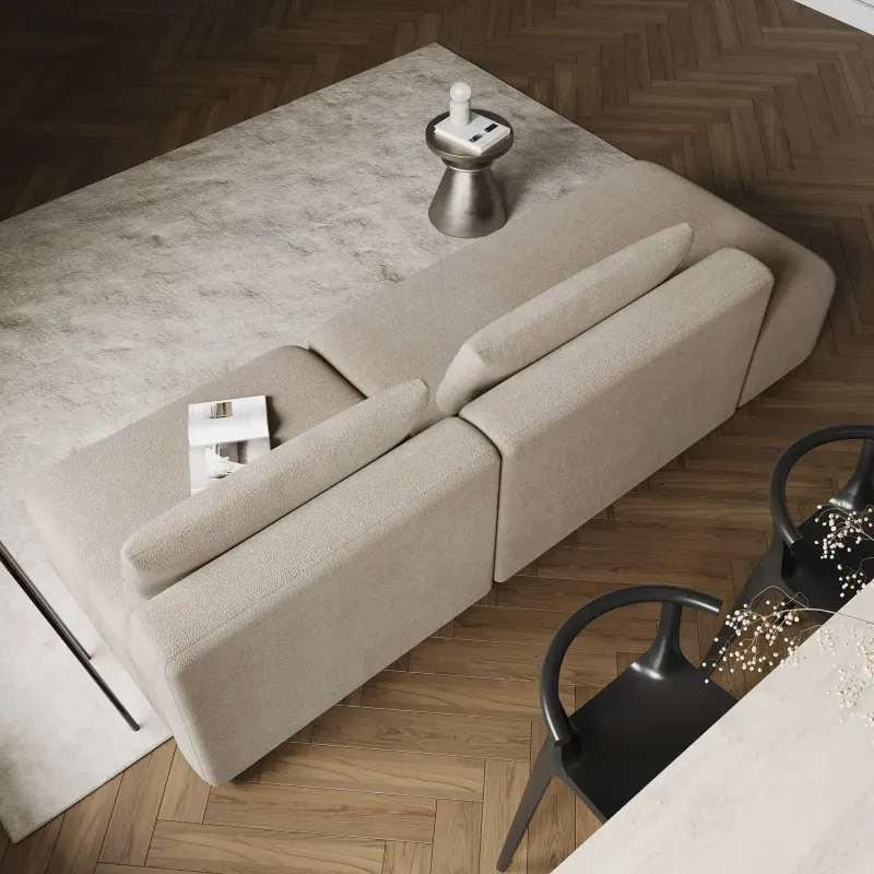 НОВЫЕ ЭМОЦИИ Диван прямой, латте, банкетка слева