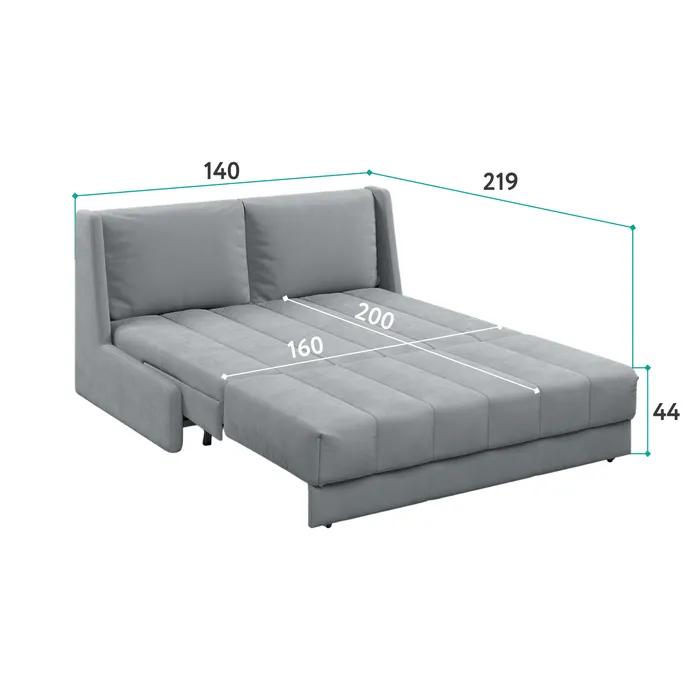 ГАРМОНИЯ СНА Кровать-диван прямой светло-серый, 160, ППУ