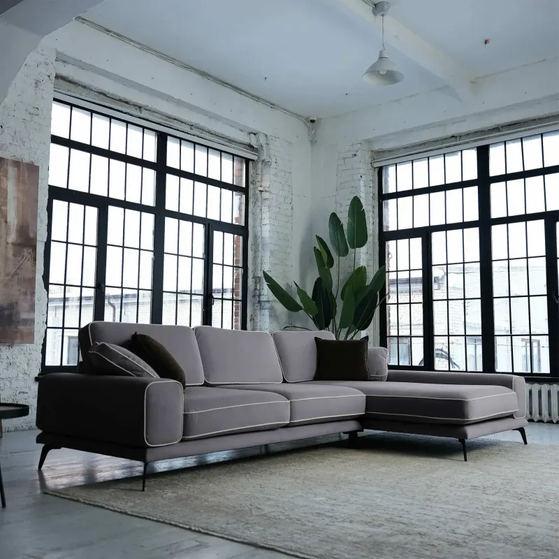 Солнечное побережье Диван угловой, галечный серый