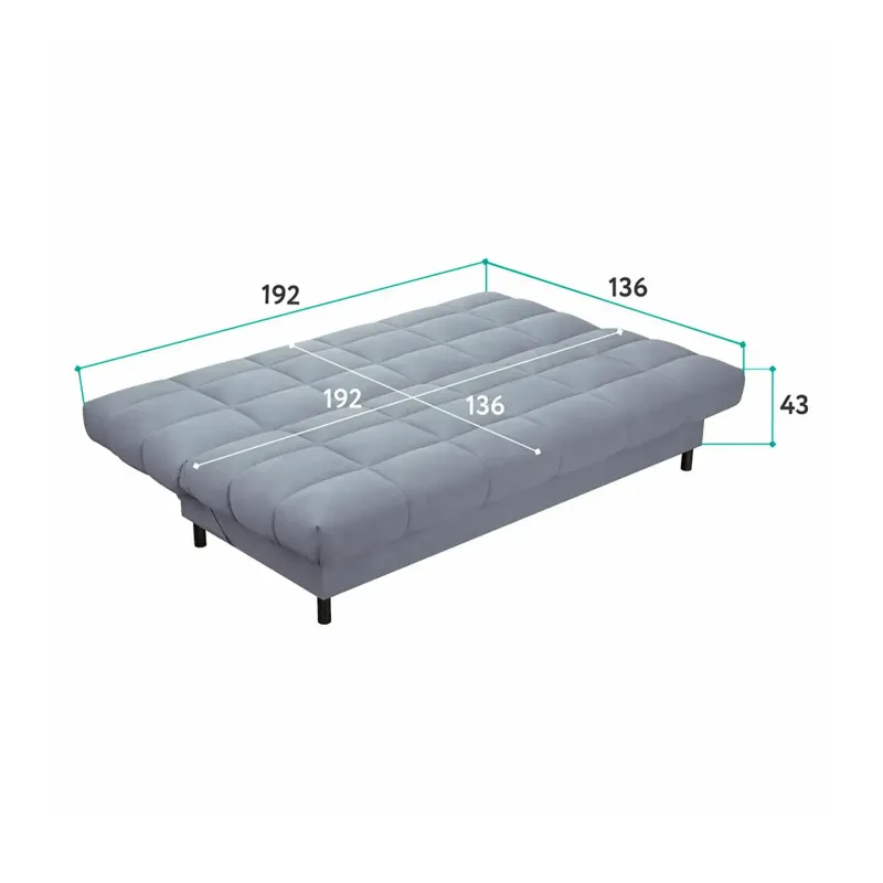 ЮТА Диван прямой зеленый ППУ, с черными ножками