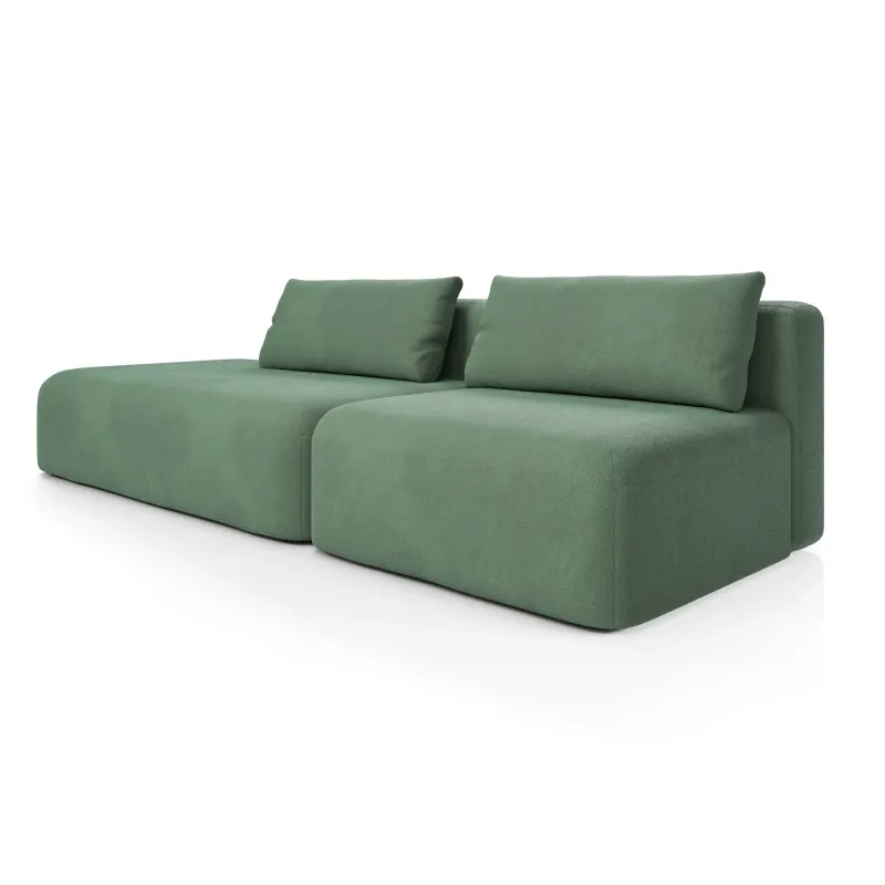 НОВЫЕ ЭМОЦИИ Диван прямой, темно-зеленый, банкетка слева