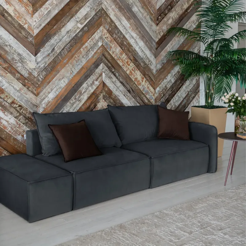 ПОРТЛЕНД Диван прямой с банкеткой серый