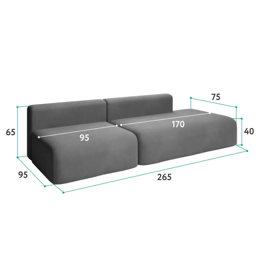 НОВЫЕ ЭМОЦИИ Диван прямой, латте, банкетка справа