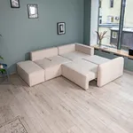 ПОРТЛЕНД 2XL Диван угловой с банкеткой светло-бежевый, букле