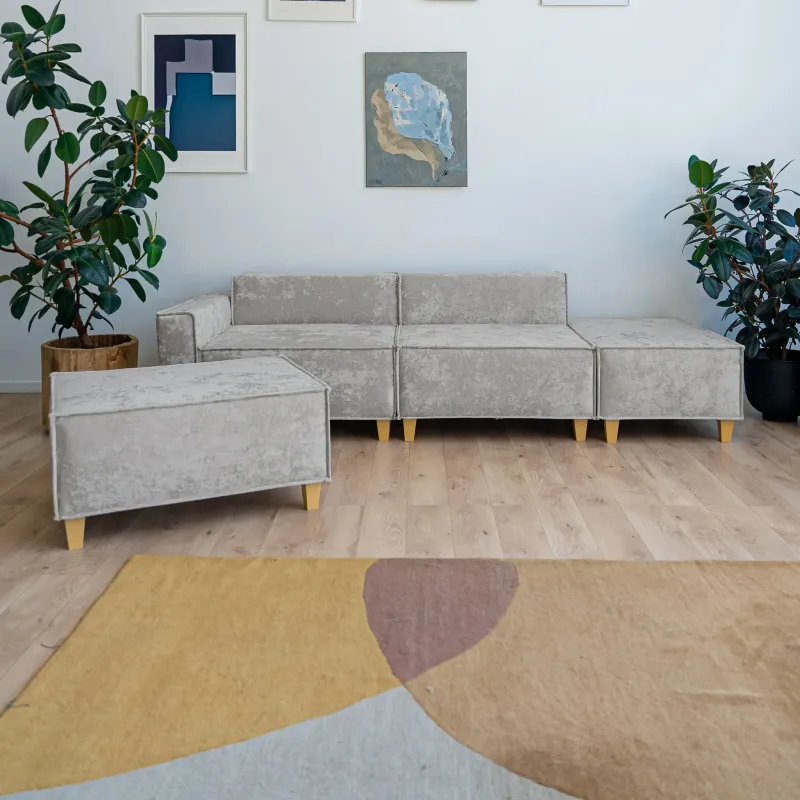 РАЙСКИЙ УГОЛОК Диван угловой серый, с Crash-эффектом