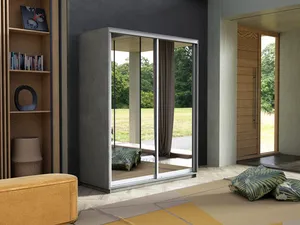 Экспенс Шкаф-купе двухдверный с зеркалом, 140х220х60, Серый