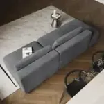 НОВЫЕ ЭМОЦИИ Диван прямой, серый, банкетка слева