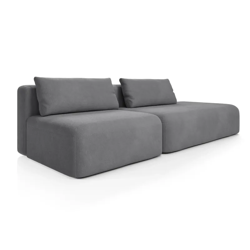 НОВЫЕ ЭМОЦИИ Диван прямой, серый, банкетка справа