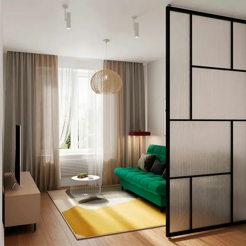 ЮТА Диван прямой зеленый ППУ, с черными ножками