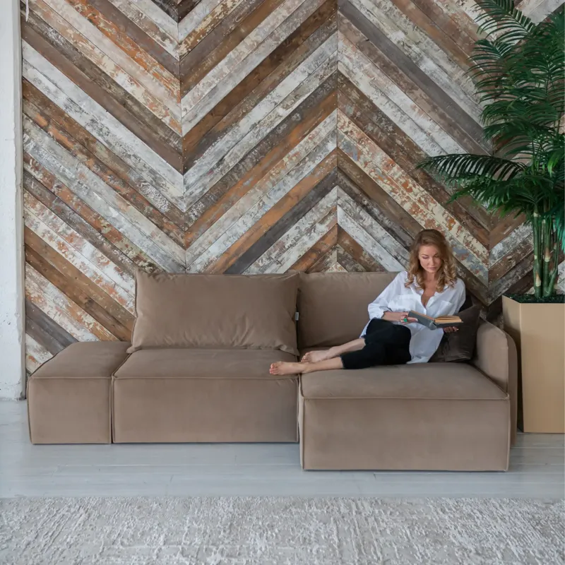 ПОРТЛЕНД Диван прямой с банкеткой бежевый