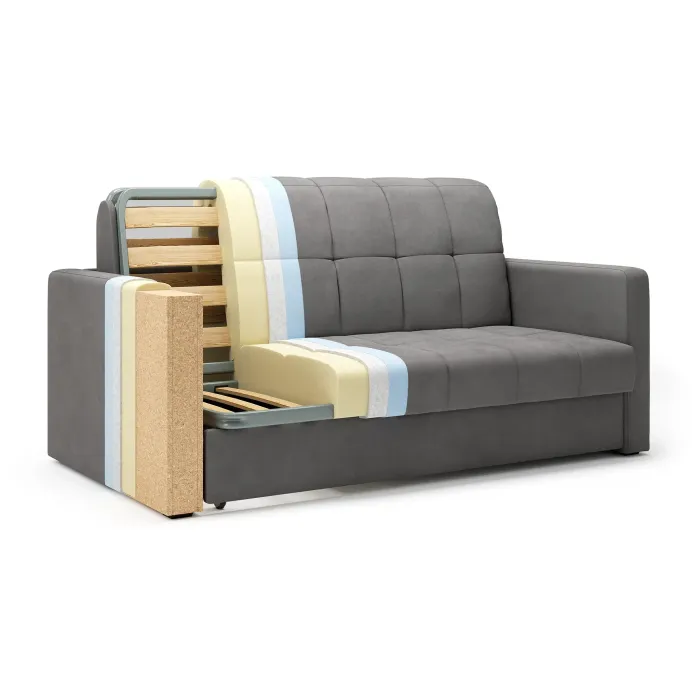 ТОКИО Складная кровать с подлокотниками серая, 160 ППУ