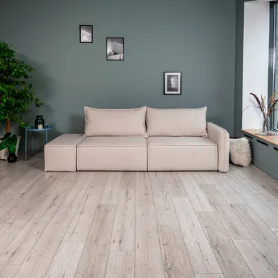 ПОРТЛЕНД Диван прямой с банкеткой светло-бежевый, букле